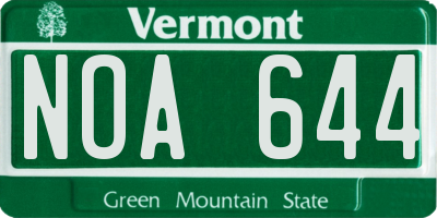 VT license plate NOA644