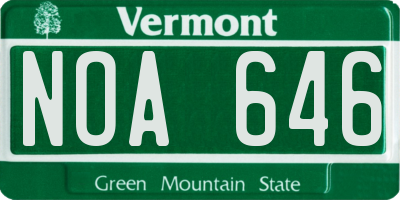 VT license plate NOA646