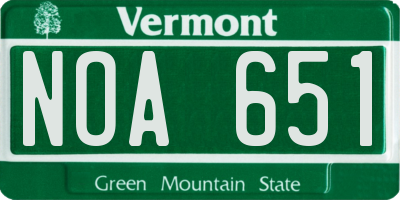 VT license plate NOA651