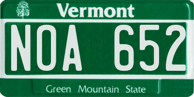 VT license plate NOA652