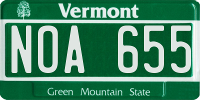 VT license plate NOA655
