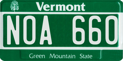 VT license plate NOA660