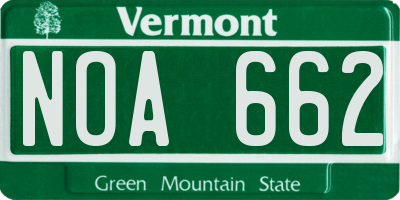 VT license plate NOA662