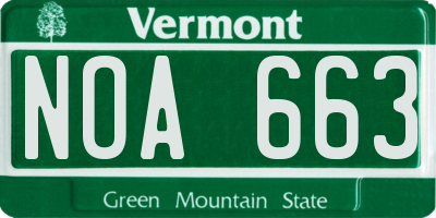 VT license plate NOA663