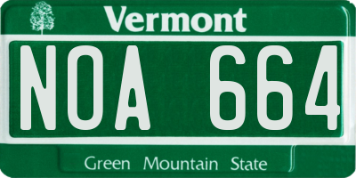 VT license plate NOA664