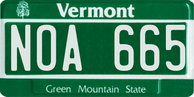 VT license plate NOA665