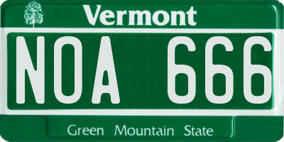VT license plate NOA666