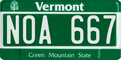 VT license plate NOA667