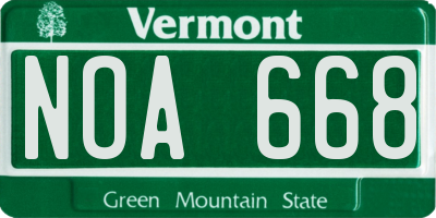 VT license plate NOA668