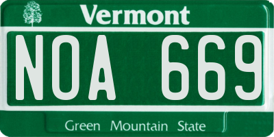 VT license plate NOA669