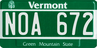 VT license plate NOA672