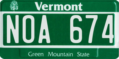 VT license plate NOA674