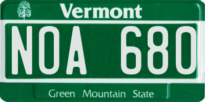 VT license plate NOA680