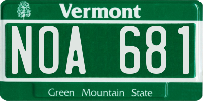 VT license plate NOA681