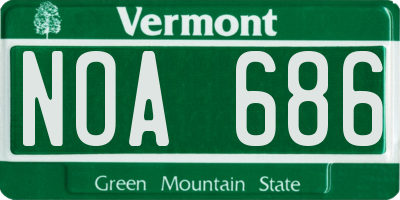 VT license plate NOA686