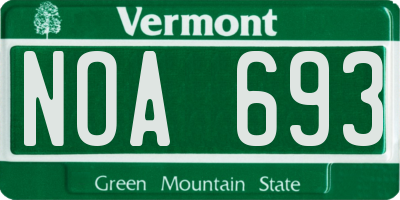 VT license plate NOA693