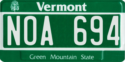 VT license plate NOA694