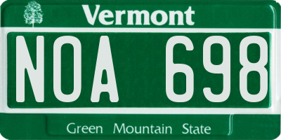 VT license plate NOA698