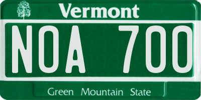 VT license plate NOA700