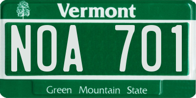 VT license plate NOA701