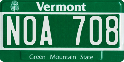 VT license plate NOA708