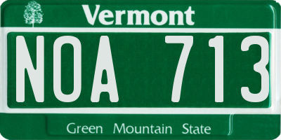 VT license plate NOA713