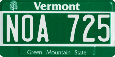 VT license plate NOA725