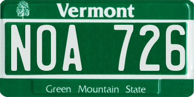VT license plate NOA726
