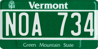 VT license plate NOA734