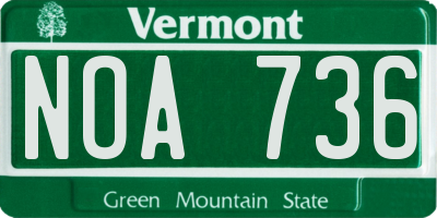 VT license plate NOA736