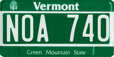 VT license plate NOA740