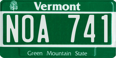 VT license plate NOA741