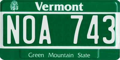 VT license plate NOA743