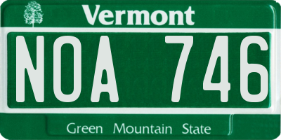 VT license plate NOA746