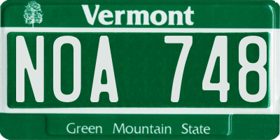VT license plate NOA748