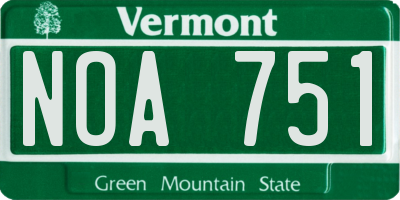 VT license plate NOA751