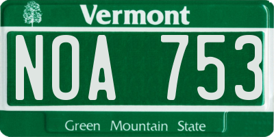 VT license plate NOA753