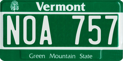 VT license plate NOA757