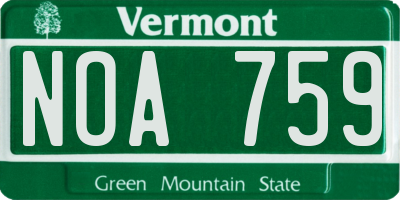 VT license plate NOA759