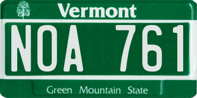 VT license plate NOA761