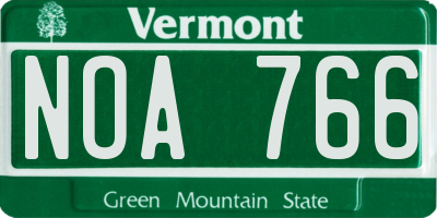 VT license plate NOA766