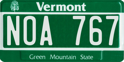 VT license plate NOA767
