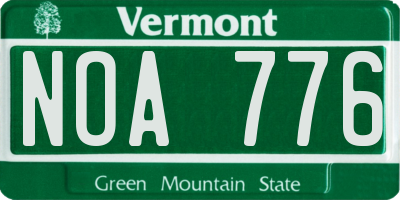 VT license plate NOA776