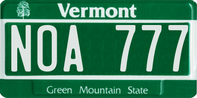 VT license plate NOA777