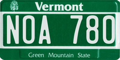 VT license plate NOA780