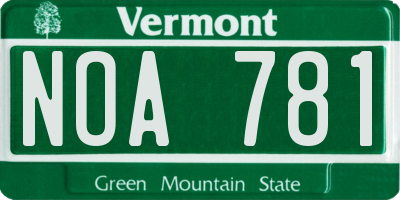 VT license plate NOA781