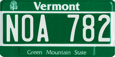 VT license plate NOA782