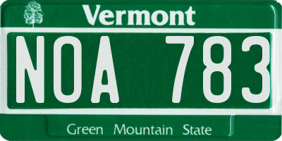 VT license plate NOA783