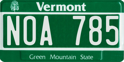 VT license plate NOA785