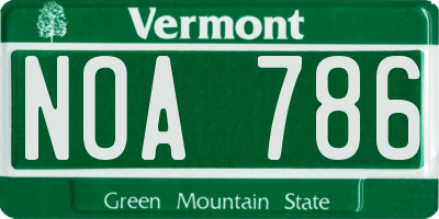 VT license plate NOA786